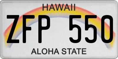 HI license plate ZFP550