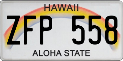 HI license plate ZFP558