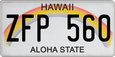 HI license plate ZFP560