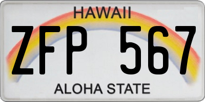 HI license plate ZFP567