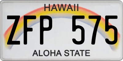 HI license plate ZFP575