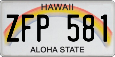HI license plate ZFP581