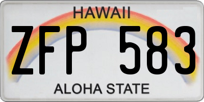 HI license plate ZFP583