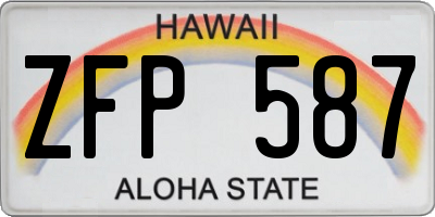 HI license plate ZFP587