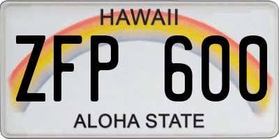 HI license plate ZFP600