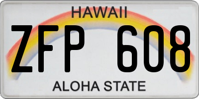 HI license plate ZFP608