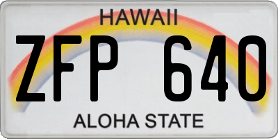 HI license plate ZFP640