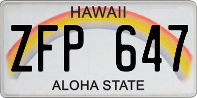HI license plate ZFP647