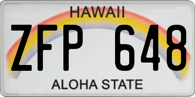 HI license plate ZFP648