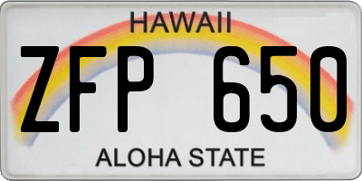 HI license plate ZFP650