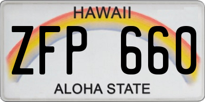 HI license plate ZFP660