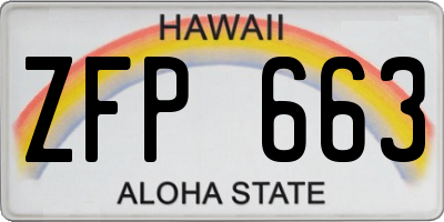 HI license plate ZFP663