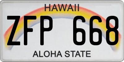 HI license plate ZFP668
