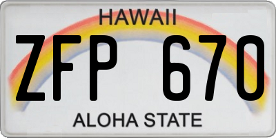 HI license plate ZFP670