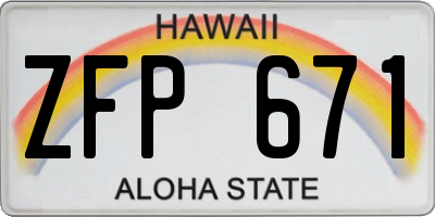 HI license plate ZFP671
