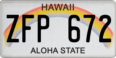 HI license plate ZFP672