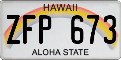 HI license plate ZFP673