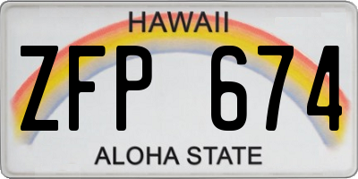 HI license plate ZFP674
