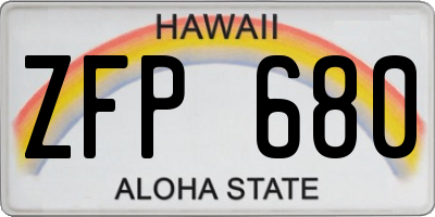 HI license plate ZFP680
