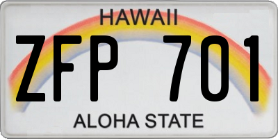 HI license plate ZFP701