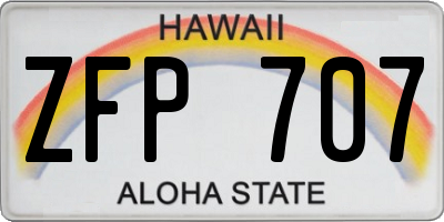 HI license plate ZFP707
