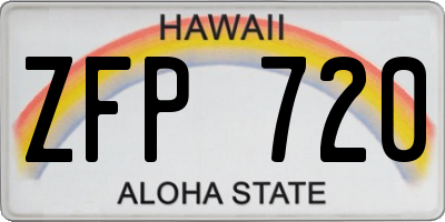 HI license plate ZFP720