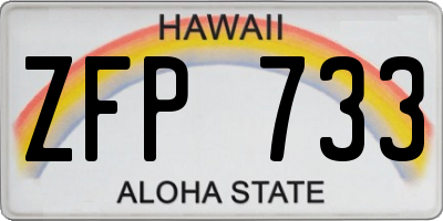 HI license plate ZFP733