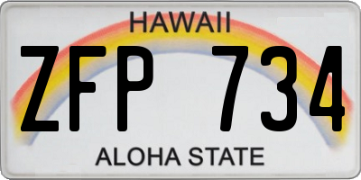 HI license plate ZFP734