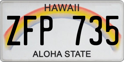 HI license plate ZFP735