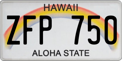 HI license plate ZFP750