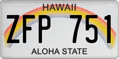 HI license plate ZFP751