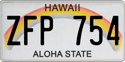 HI license plate ZFP754