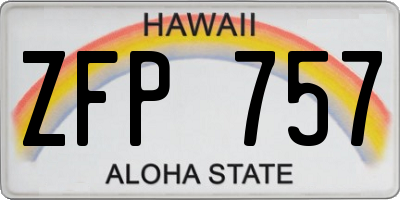 HI license plate ZFP757