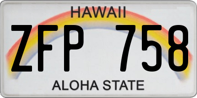 HI license plate ZFP758