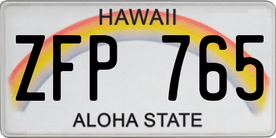 HI license plate ZFP765