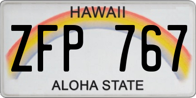 HI license plate ZFP767