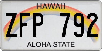 HI license plate ZFP792