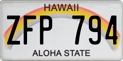 HI license plate ZFP794