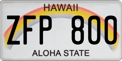 HI license plate ZFP800