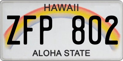 HI license plate ZFP802