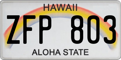 HI license plate ZFP803