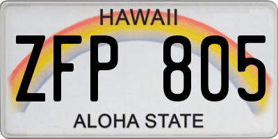 HI license plate ZFP805