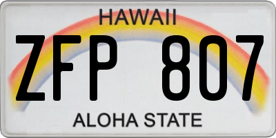 HI license plate ZFP807