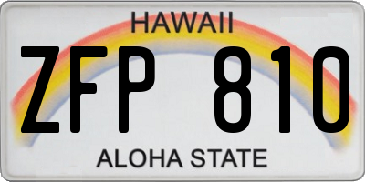 HI license plate ZFP810