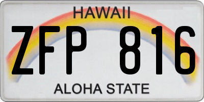 HI license plate ZFP816