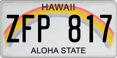 HI license plate ZFP817