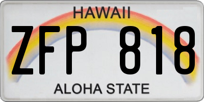HI license plate ZFP818