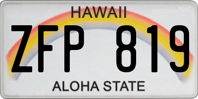 HI license plate ZFP819