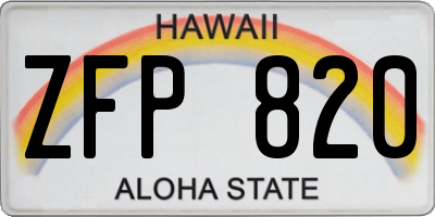 HI license plate ZFP820