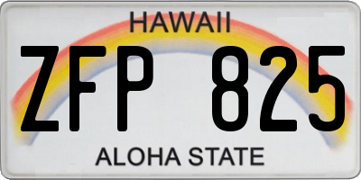 HI license plate ZFP825